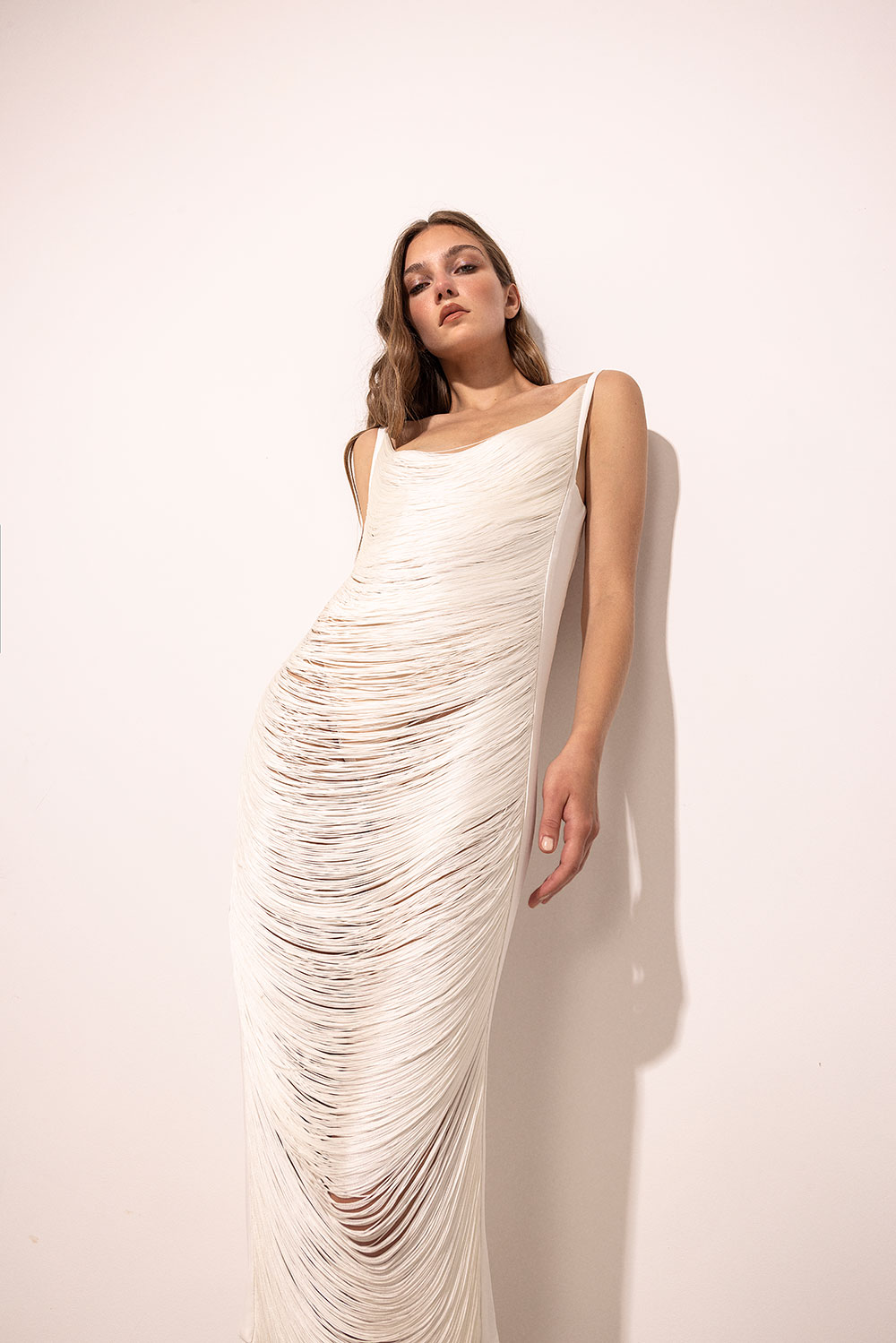 WOMANCE BRIDAL FRINGED DRESS