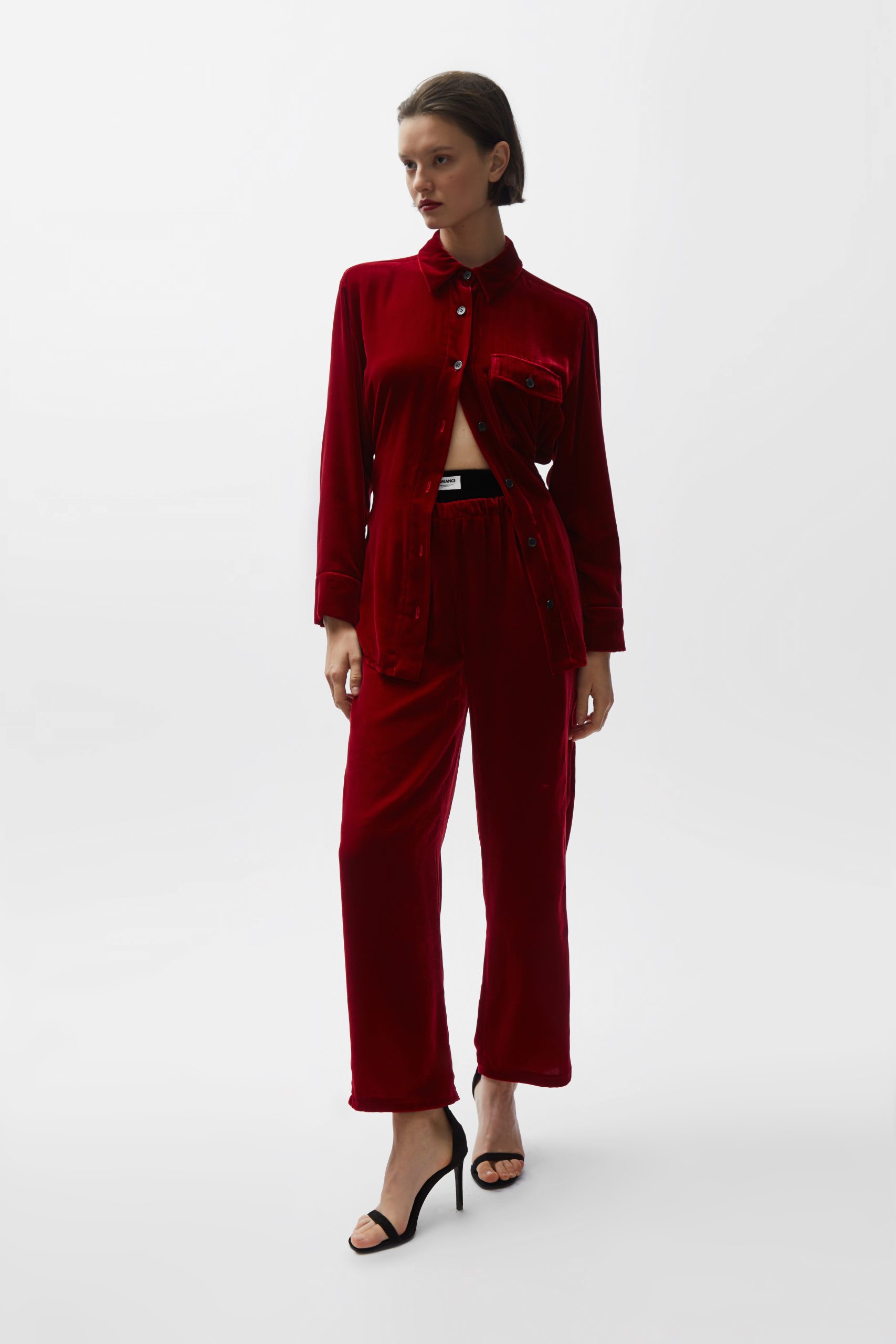 UO Rust Velvet Plisse Trousers | Urban Outfitters UK